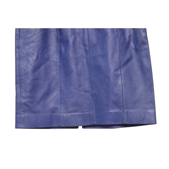 Vintage 80s 90s Genuine Leather Skirt Size 8 Blue Purple Glam Rock Retro Punk - Picture 3 of 13